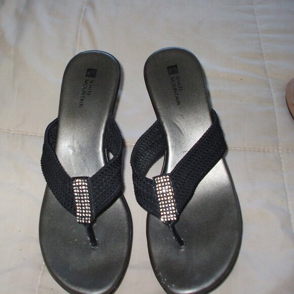 Bebe Women's Sequence Cap & Black Wedge Sandals - Size 9 - Picture 3 of 4